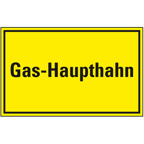 Hinweisschild Gas-Haupthahn, Kunststoff, 300x200mm Hinweisschild Gas-Haupthahn, Kunststoff, 300x200mm-Beschreibung lesen