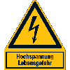 Warn-Kombischild Hochspannung Lebensgefahr, Resopal, 210x240mm, ASR A1.3, DIN EN ISO 7010 W012