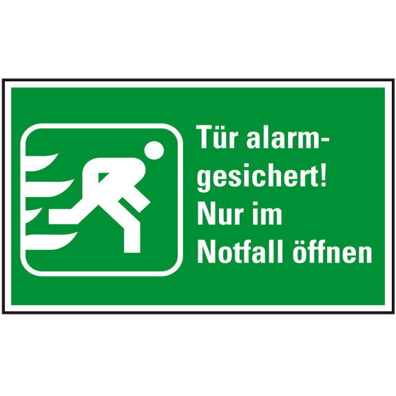 Rettungszeichen Tür alarmgesichert!..., praxisbewährt, Folie, selbstklebend, 200x120mm-Beschreibung lesen