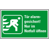 Rettungszeichen Tür alarmgesichert!..., praxisbewährt, Folie, selbstklebend, 200x120mm