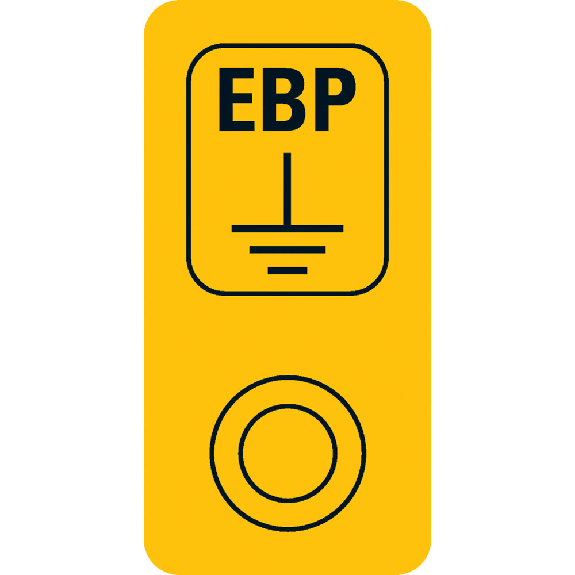 Hinweisetikett Erdungskontaktpunkt EBP, Folie, selbstklebend, 40x20mm, 16/Bogen-Beschreibung lesen