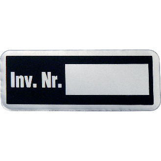 Typenschild tipomatics,Inventar-Nr.,Alu-Solid-Folie,selbstkl.,20x50mm,11/Bogen-Beschreibung lesen