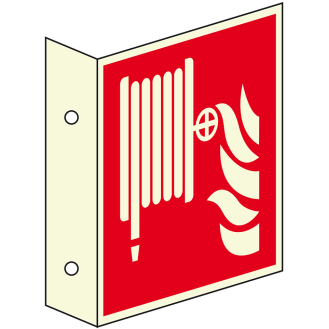 PERMALIGHT power langnachleuchtend Fahnenschild Löschschlauch, ASR/ISO, Kunststoff, 200x200mm-Beschreibung lesen