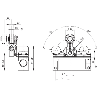 FDC TETE ROTATIVE LEVIER GALET 1NO+1NF, 1xM16 - MH 302-11Y-M16-Lire la description