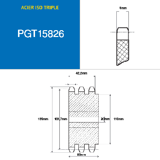 CMW - Pignone prealesato - Acciaio - Tripla dentatura - 10B3 - 26 denti - passo 15,8 mm con foro 20 mm-Leggi tutto