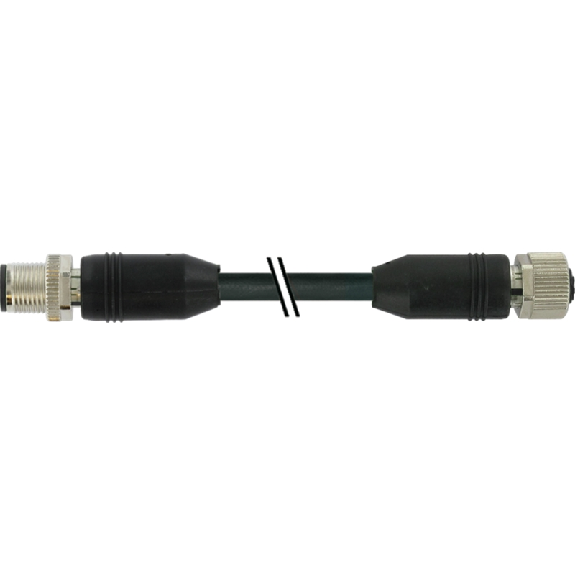 M12A Fem Droit 4p/M12A Mâle 4p; Blindé PUR 4x0.34 Noir Cpc 1m - CAM12.A4-11232676-Lire la description