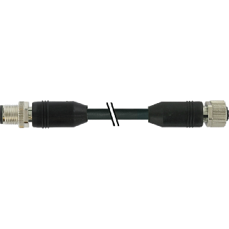 M12A Fem Droit 4p/M12A Mâle 4p; Blindé PUR 4x0.34 Noir Cpc 1m - CAM12.A4-11232676-Lire la description