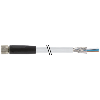 M08A Fem Droit 4p; Câble Blindé PUR 4x0.34 Gris Cpc 10m - 7000-08761-2411000-Lire la description