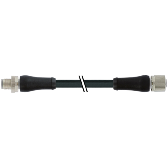 M12L Fem Droit 5p/M12L Mâle Droit 5p; PUR 5x1.5 Noir Cpc 3m - 7000-P4241-P040300-Lire la description