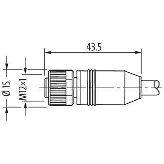 M12A Fem Droit 8p/M12A Mâle Droit 8p; PUR UL/CSA 8x0.34 Noir Cpc 0,3m - 7000-48001-6640030-Lire la description