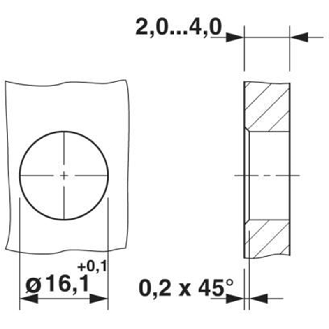 Traversée de paroi M16x1.5 Blindé M12D Fem Droit 4p/M12D Fem Droit 4p - SACC-4P-DSI-M12FSD/FSD-M16-Lire la description