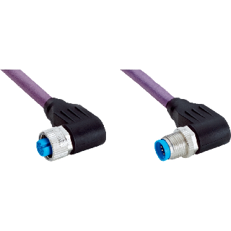 M12A Fem Coudé 5p/M12A Mâle Coudé 5p; Blindé 5 fils Violet 5m - YG2A15-050C1BN2A15-Lire la description