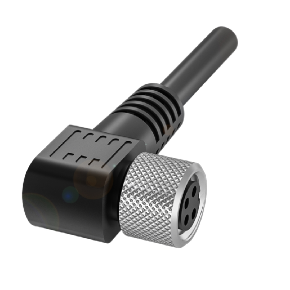 M08A Fem Coudé 4p; Câble Blindé PUR 4x0.34 Noir Cpc 2m - BCC M324-0000-10-014-PS0434-020 (BCC02NH)-Lire la description