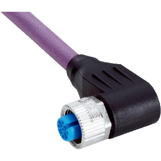 M12A Fem Coudé 5p; Câble Blindé PUR 5 fils Violet 10m DeviceNet - YG2A15-100C1BXLEAX-Lire la description