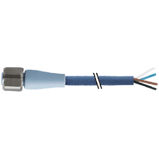 M12A Fem Droit 4p Inox F&B; Câble TPE-S 4x0.34 Bleu 5m - 7024-12221-3210500-Lire la description