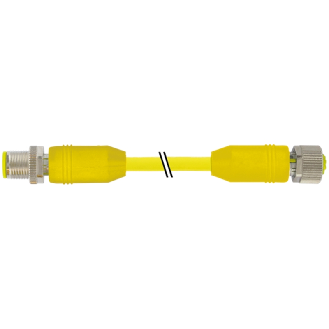 M12 Fem Droit 5p/M12 Mâle Droit; PUR UL/CSA Blindé 5x0.34 Jaune 1m - 7030-40521-0420100-Lire la description