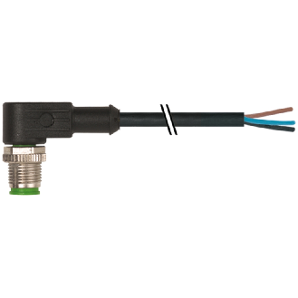 M12A Mâle Coudé 3p; Câble PUR 3x0.34 Noir Cpc 2m - 7000-12081-6330200-Lire la description