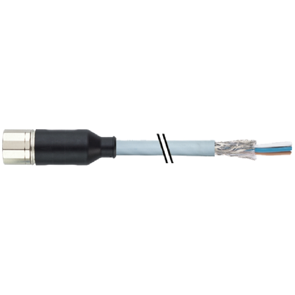 M23 Fem Droit 19p; Câble Blindé PUR 16x0.34+3x0.75 Gris 10m - 7000-23751-4011000-Lire la description