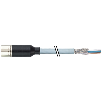 M23 Fem Droit 19p; Câble Blindé PUR 16x0.34+3x0.75 Gris 10m - 7000-23751-4011000-Lire la description