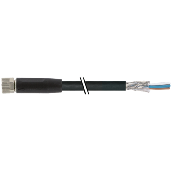 M08A Fem Droit 4p; Câble Blindé PUR UL/CSA 4x0.34 noir 5m - 7000-08761-6410500-Lire la description
