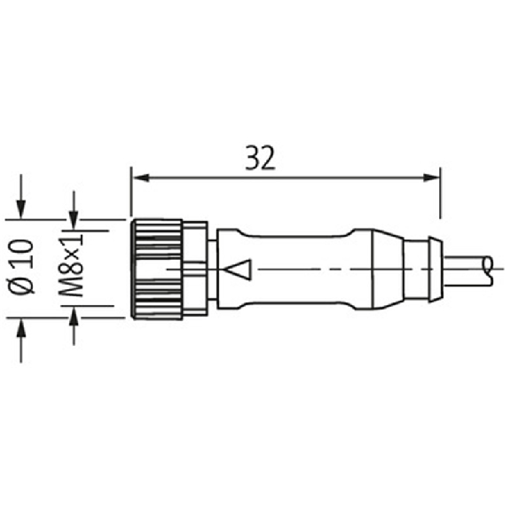 M08A Fem Droit 4p; Câble Blindé PUR UL/CSA 4x0.34 noir 5m - 7000-08761-6410500-Lire la description