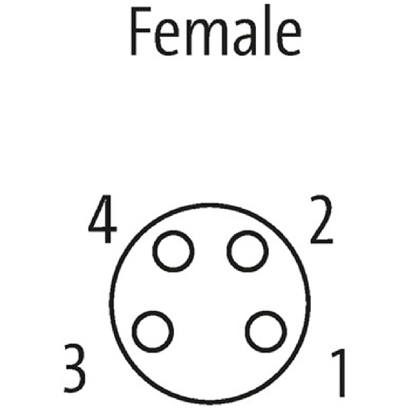 M08A Fem Droit 4p; Câble Blindé PUR UL/CSA 4x0.34 noir 5m - 7000-08761-6410500-Lire la description
