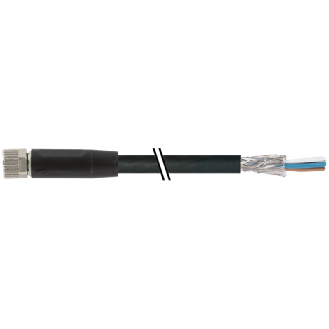 M08A Fem Droit 4p; Câble Blindé PUR UL/CSA 4x0.34 noir 5m - 7000-08761-6410500-Lire la description