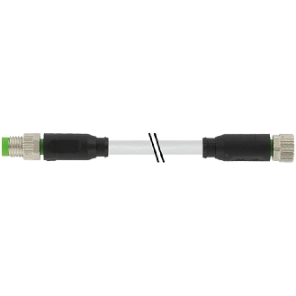 M08A Fem Droit 3p/M08A Mâle Droit 3p; PUR 3x0.25 Gris Cpc 0.6m - 7000-88001-2300060-Lire la description