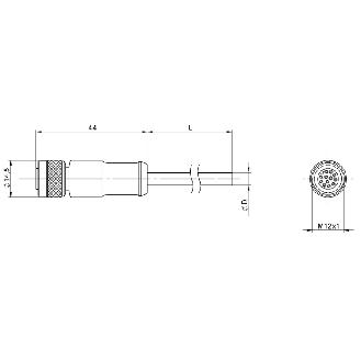 M12A Fem Droit 12p; Câble Blindé PUR 12x0,25 Noir Cpc 30m (30V) - BCC M41C-0000-1A-169-PS0C25-300-C009 (BCC0L1Z)-Lire la description