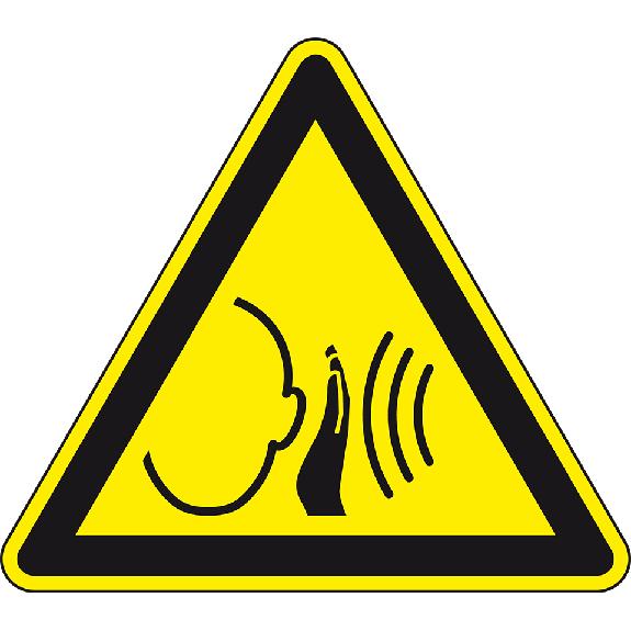 Warnschild Warnung vor unvermittelt lauten Geräusch, ISO/W038, Kunststoff, SL 200mm, DIN EN ISO 7010-Beschreibung lesen