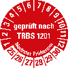 Prüfplakette geprüft nach TRBS 1201,NP 25-30,rot,Folie,selbst.,Ø 20mm,10/Bogen Prüfplakette geprüft nach TRBS 1201,NP 25-30,rot,Folie,selbst.,Ø 20mm,10/Bogen
