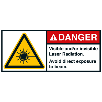 ANSI-Aufkleber DANGER Visible and/or invisible Laser..,UL anerk.45x100mm,2/Bogen-Beschreibung lesen