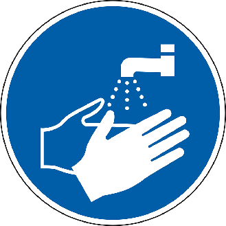 Gebotsschild Hände waschen, Folie, selbstklebend, Ø 100mm, ASR A1.3, DIN EN ISO 7010 M011-Beschreibung lesen