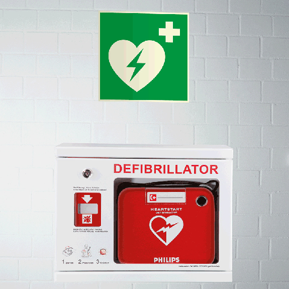 PERMALIGHT power langnachleuchtend Rettungszeichen Automatisierter externer Defibrillator (AED), Folie, 200x200mm-Beschreibung lesen