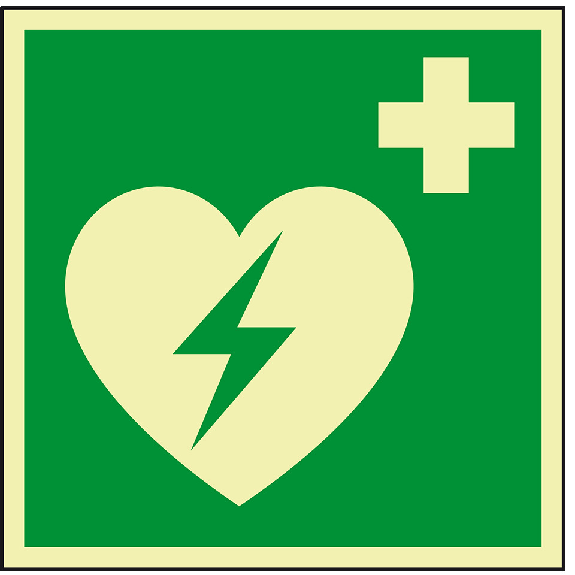 PERMALIGHT power langnachleuchtend Rettungszeichen Automatisierter externer Defibrillator (AED), Folie, 200x200mm-Beschreibung lesen