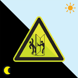 PERMALIGHT power langnachleuchtend Warnschild Vorsicht! Tür langsam öffnen, Folie, fluoreszierend, SL 200mm-Beschreibung lesen