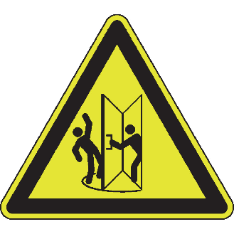 PERMALIGHT power langnachleuchtend Warnschild Vorsicht! Tür langsam öffnen, Folie, fluoreszierend, SL 200mm-Beschreibung lesen
