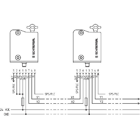 Interverouillage ouverture hors tension RFID, M12 8P - AZM300B-I1-ST-1P2P-A-Lire la description