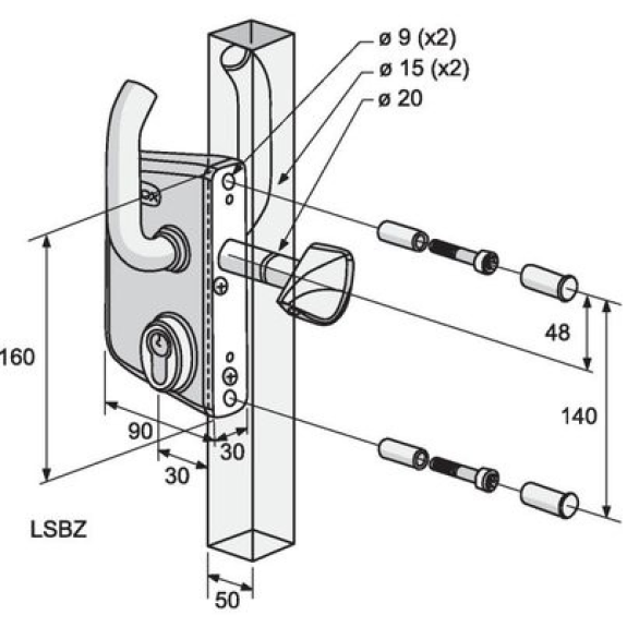 Serrure LSKZ pour portail coulissant - Finition: Inox Serrure LSKZ pour portail coulissant - Finition: Inox-Lire la description