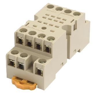 Socle 14 broches pour montage rail DIN avec bornes à vis (Beige) - PYF14A-N-Lire la description
