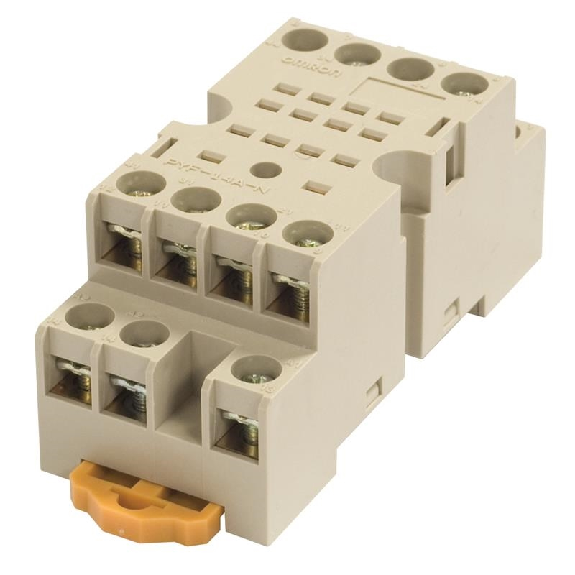 Socle 14 broches pour montage rail DIN avec bornes à vis (Beige) - PYF14A-N-Lire la description
