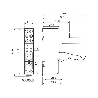 Support 10A 250V, 4051, 4052, 4061, bleu, étrier métal, à ressort - 95553SPA (95.55.3.SPA)-Lire la description