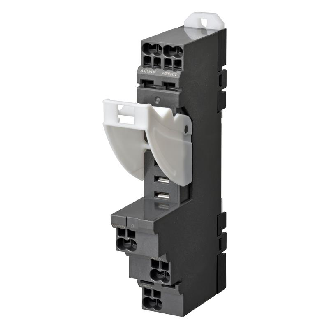 Socle 5 broches pour rail DIN avec bornes push-in (Noir) - P2RF-05-PU-Lire la description