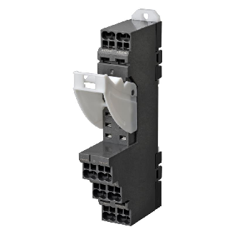 Socle 8 broches pour rail DIN avec bornes push-in (Noir) - P2RF-08-PU-Lire la description