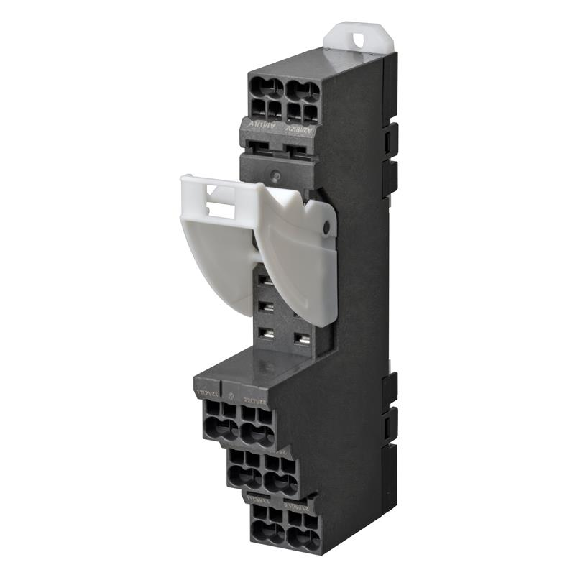 Socle 8 broches pour rail DIN avec bornes push-in (Noir) - P2RF-08-PU Socle 8 broches pour rail DIN avec bornes push-in (Noir) - P2RF-08-PU-Lire la description