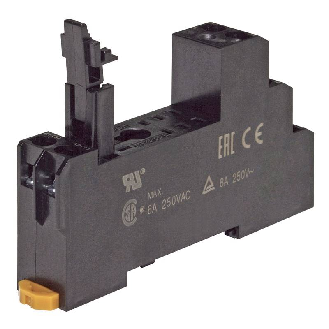 Socle 8 broches pour rail DIN avec bornes à vis (Noir) - P2RFZ-08-E-Lire la description