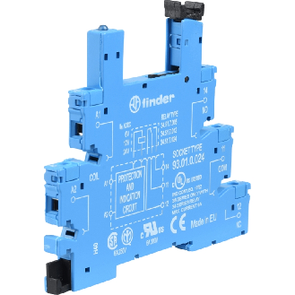 Support 6A 250V 24V AC-DC, pour serie 34, bleu, a cage, 6,2mm - 93010024 (93.01.0.024)-Lire la description