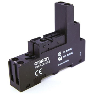 Socle 8 broches pour rail DIN avec cage d'ascenceur (Noir) - P2RF-08-ESS-Lire la description