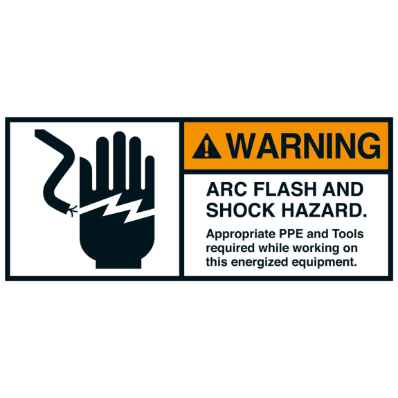 ANSI-Aufkleber WARNING Arc flash and shock hazard.,UL anerk.,35x80mm,2/Bogen-Leggi tutto