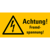 Warn-Kombischild Achtung! Fremdspannung!, RoHS konform, Folie, 52x26mm, 10/Bogen, ASR A1.3, DIN EN ISO 7010 W012